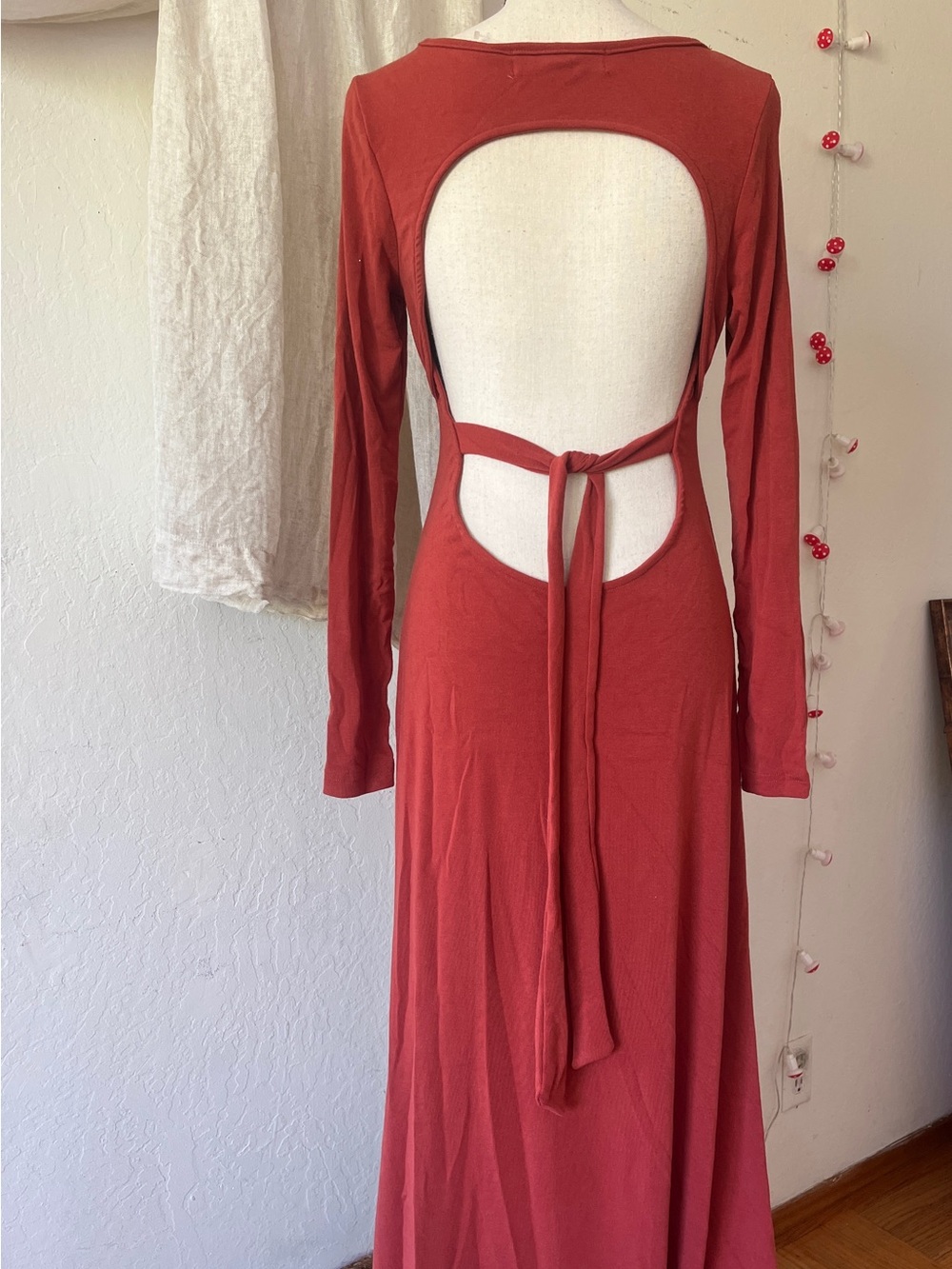 Free people beach open back stretch knit dress S